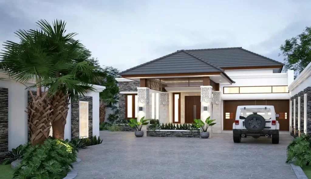 Mẫu biệt thự 1 tầng hiện đại mái Nhật sang trọng.