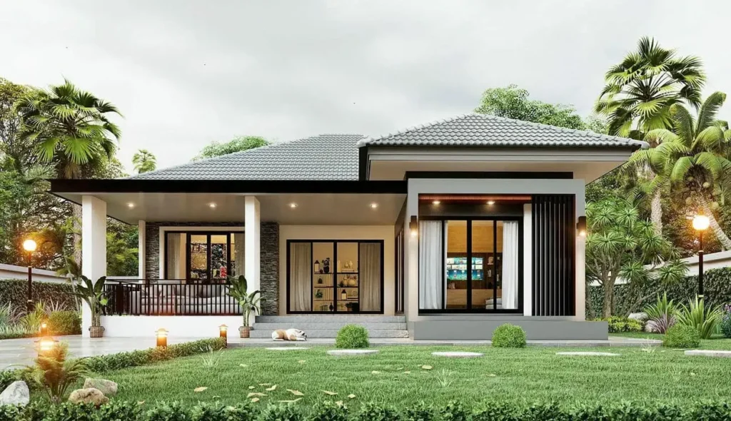 Thiết kế biệt thự 1 tầng đẹp tối giản, tiện nghi.