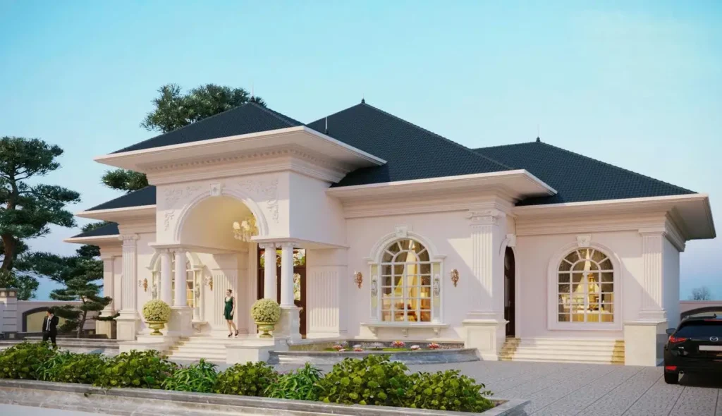 Mẫu biệt thự 1 tầng đẹp nhất phong cách tân cổ điển.