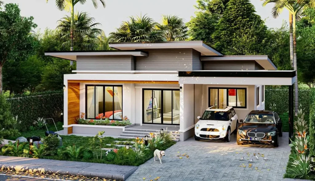 Mẫu nhà biệt thự 1 tầng nhà vườn hiện đại thoáng mát.
