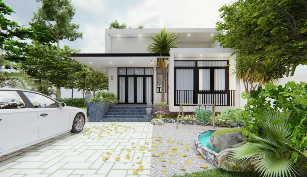 Mẫu biệt thự 1 tầng đẹp nhất nhà vườn 4 phòng ngủ.