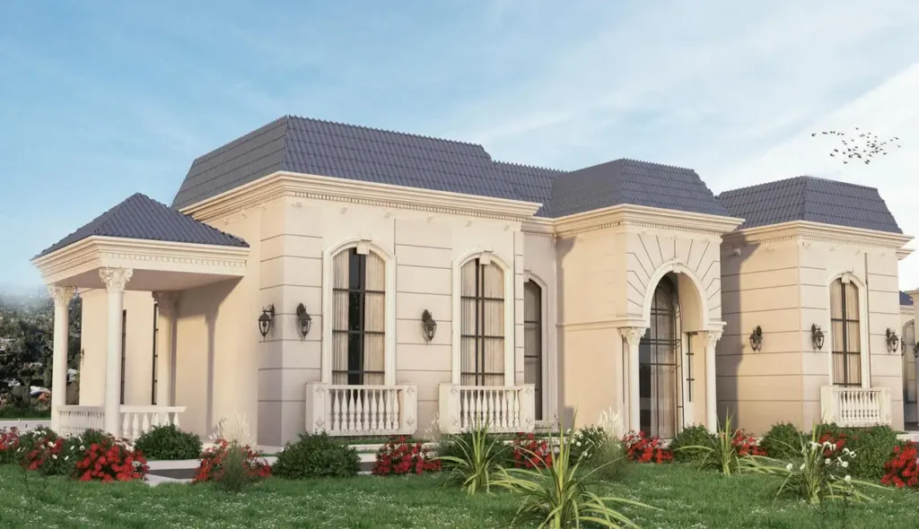Biệt thự 1 tầng kiểu Pháp kết hợp sân vườn rộng.