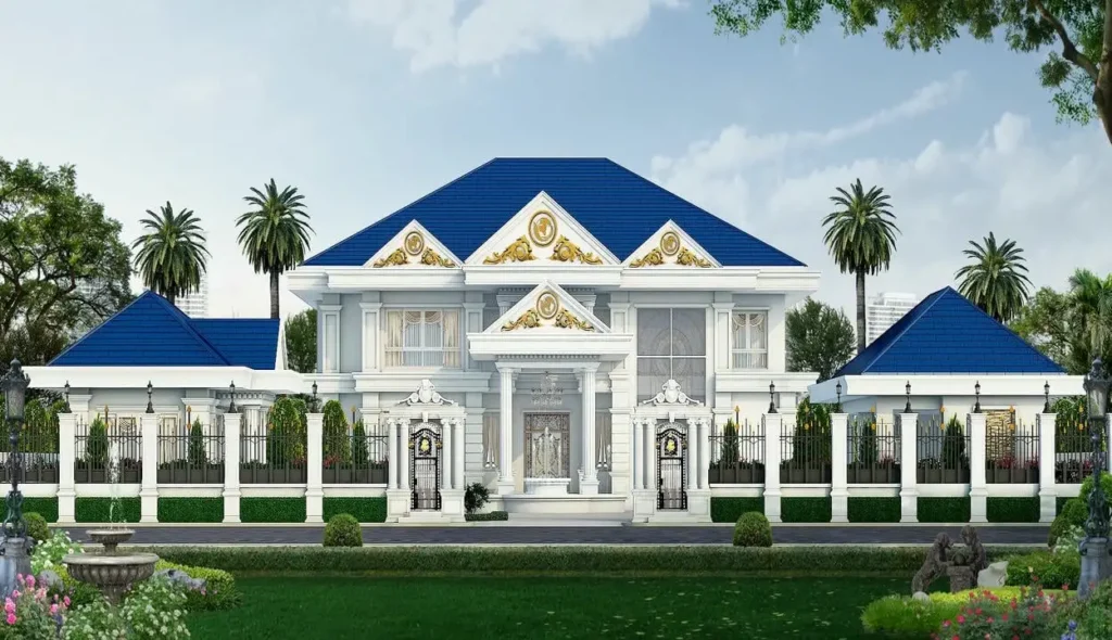 Mẫu biệt thự 1 tầng đẹp kiểu Pháp sang trọng.