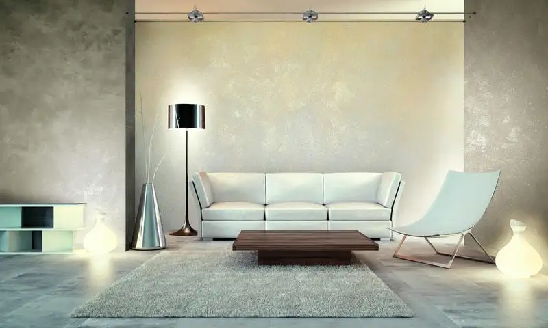 Tường nhà nổi bật với sơn giả bê tông texture kết hợp nhiều sắc độ xám