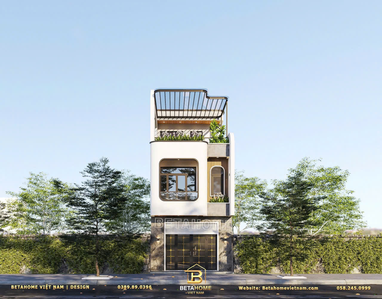 Mẫu nhà phố hiện đại 3 tầng 5x20m tại Phổ Yên, Thái Nguyên