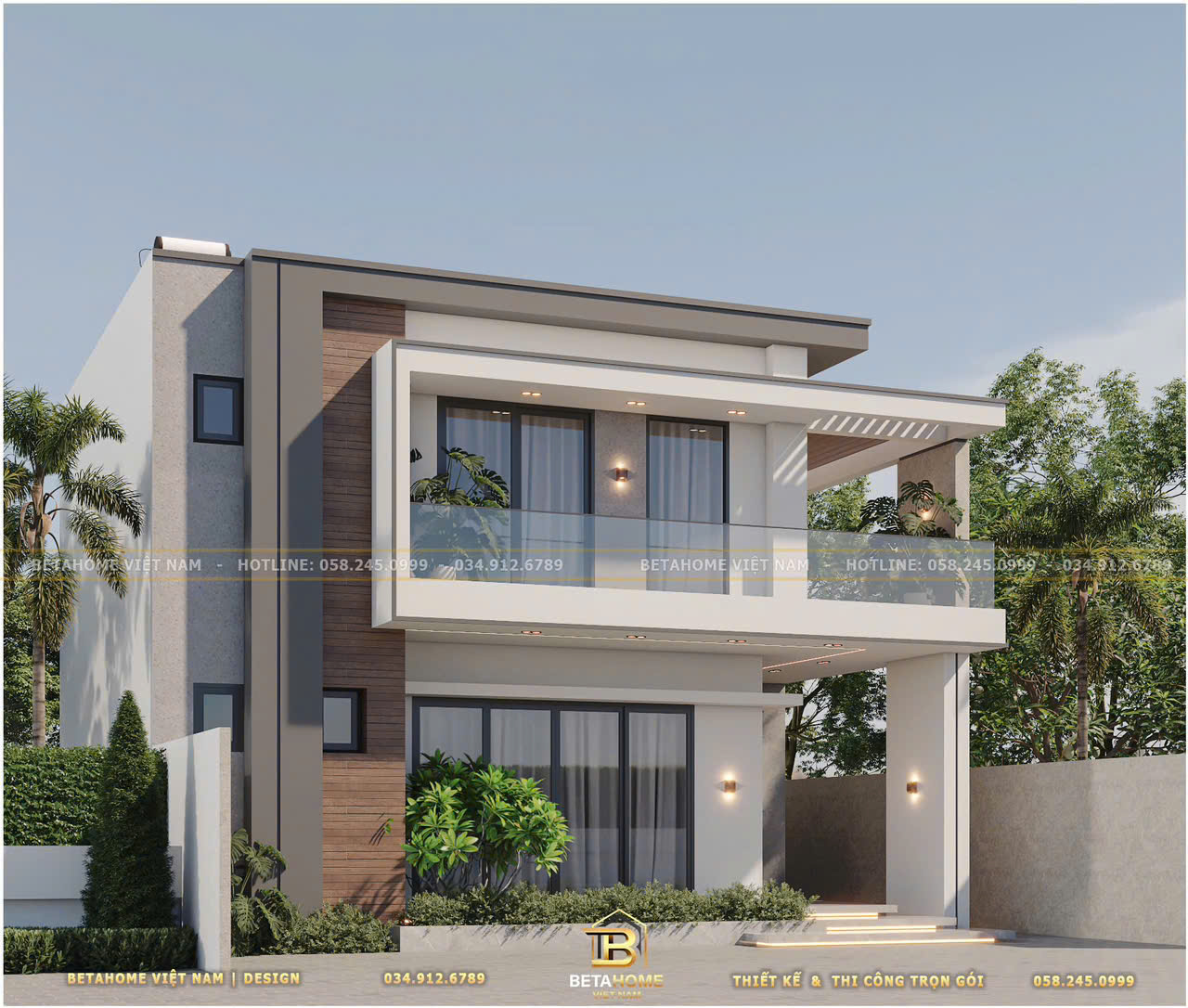 Mẫu Nhà Mái Bằng 2 Tầng Hiện Đại 11x8,5m – Kinh Môn, Hải Dương