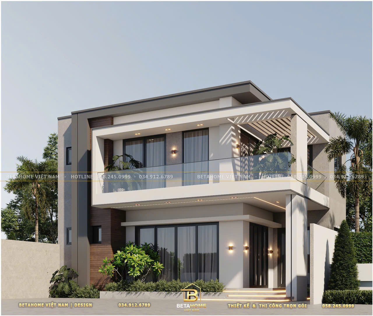 Mẫu Nhà Mái Bằng 2 Tầng Hiện Đại 11x8,5m – Kinh Môn, Hải Dương