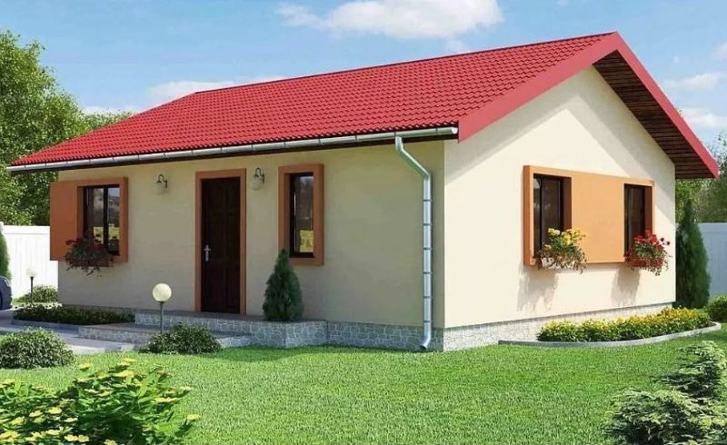 Mẫu nhà cấp 4 2 mái xuôi
