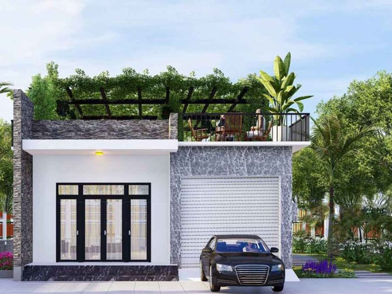 Mẫu nhà cấp 4 có sân thượng