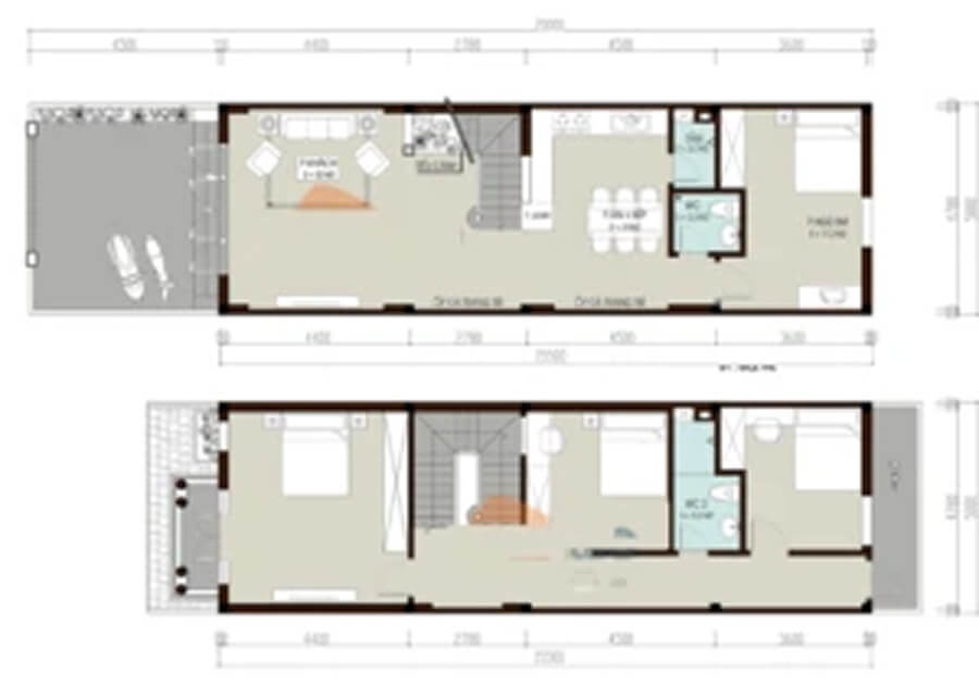 Mẫu nhà ống 2 tầng đẹp 4 phòng ngủ với mặt tiền hiện đại, công năng tối ưu cho gia đình 3 thế hệ