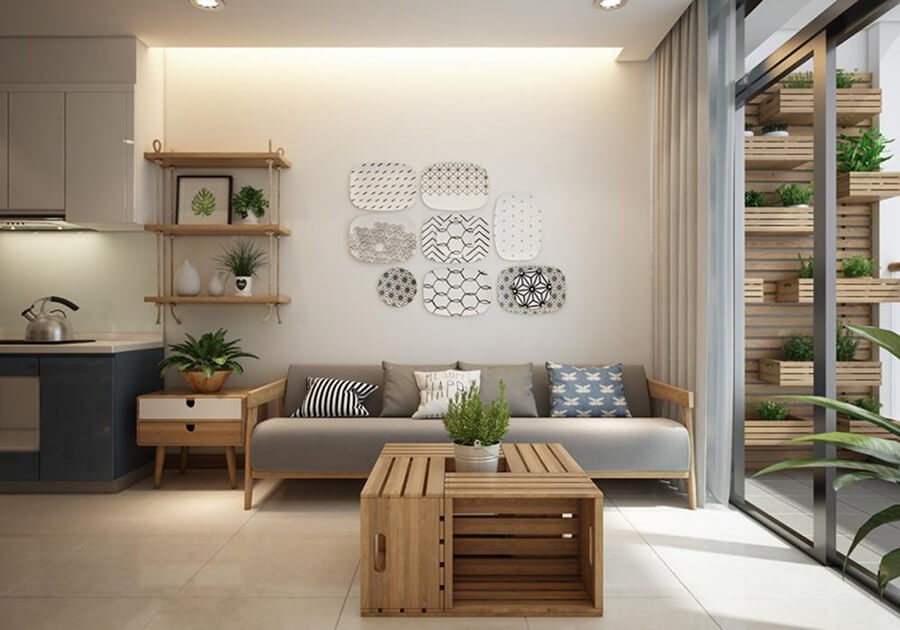 Thiết kế nội thất nhà phố phong cách Scandinavian sử dụng tông trắng – gỗ sáng kết hợp cây xanh trang trí