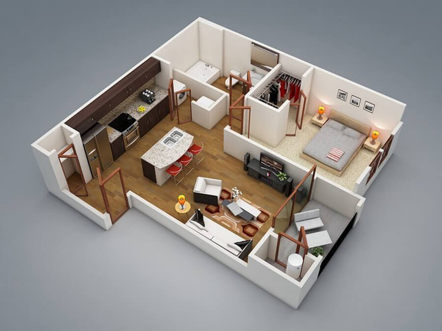 Tổng thể nội thất căn hộ 60–80m² được thiết kế theo phong cách hiện đại, tối giản và sử dụng gam màu trung tính tinh tế