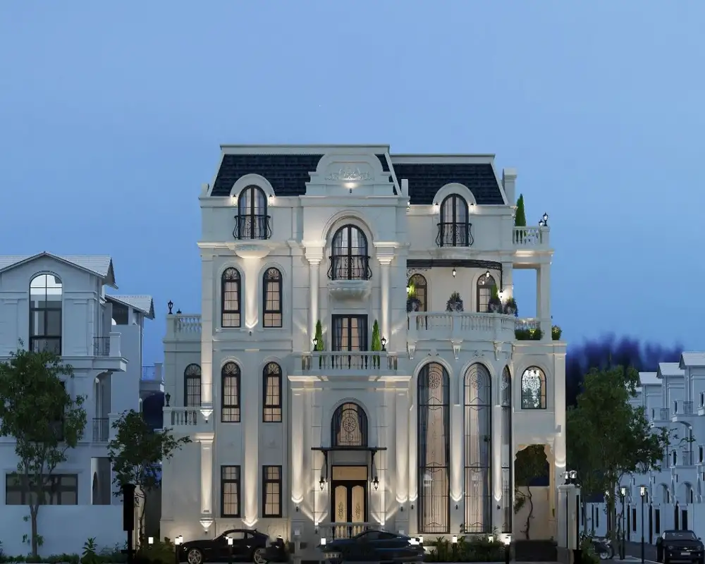Biệt thự tân cổ điển với mái Mansard tăng thêm diện tích sử dụng.