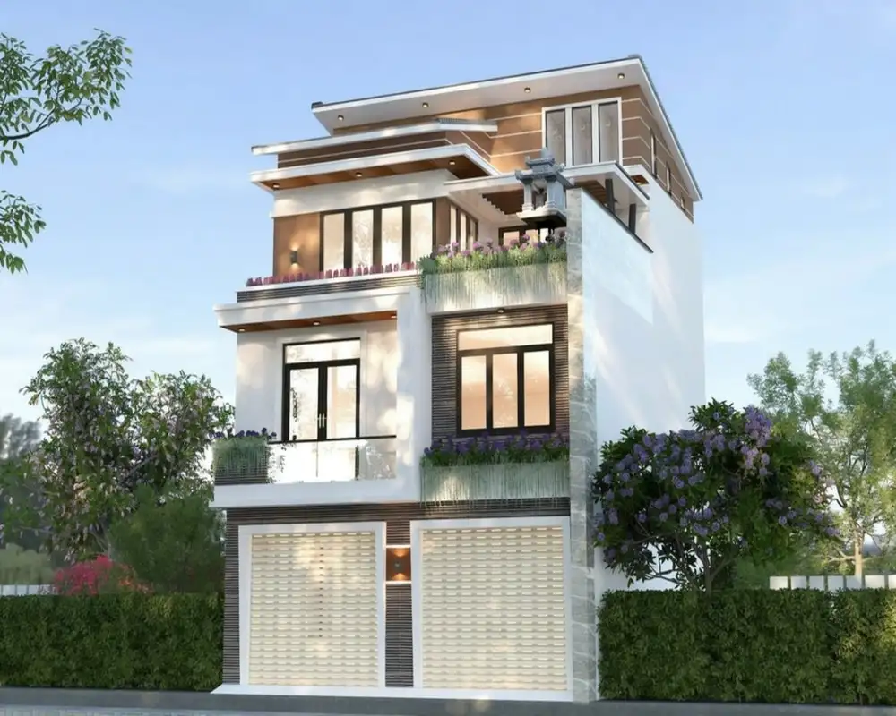 Mẫu biệt thự mái lệch độc đáo, cá tính và hiện đại.