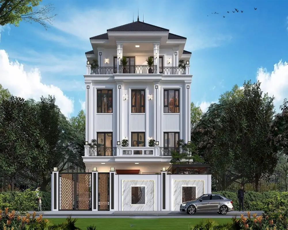 Mẫu biệt thự đẹp phong cách châu Âu với mái vòm sang trọng.