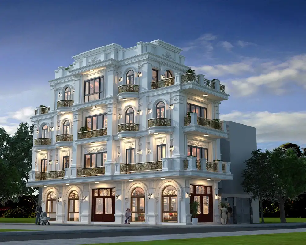 Không gian sống đậm chất quý tộc trong mẫu nhà biệt thự tân cổ điển.