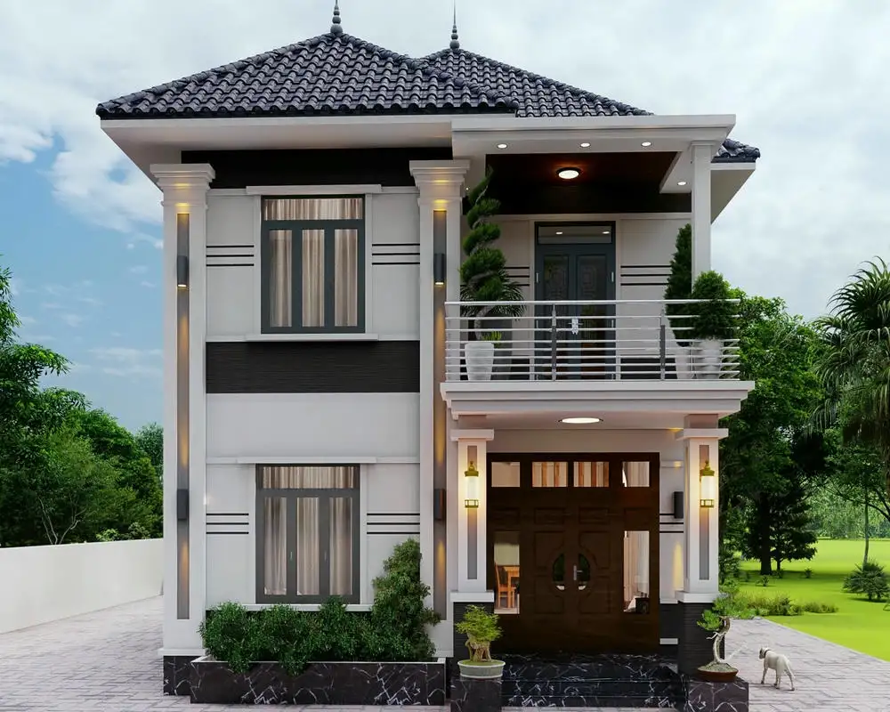 Mẫu nhà biệt thự 2 tầng diện tích 120m2, thiết kế tối ưu không gian