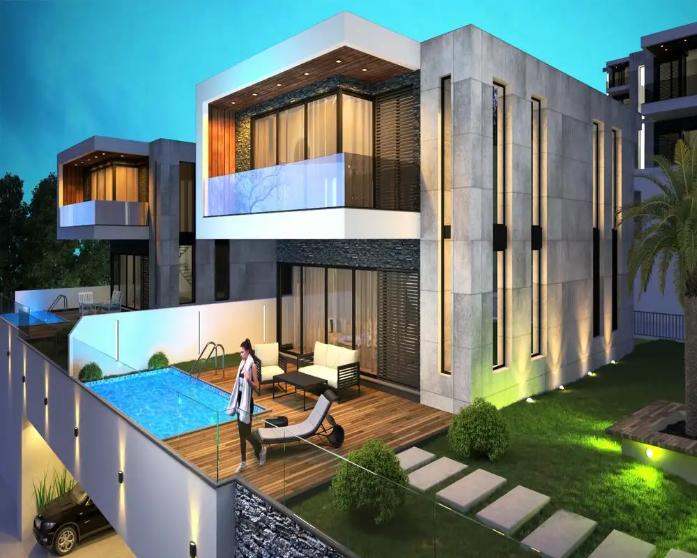 Mẫu biệt thự 2 tầng mái Nhật đẹp tích hợp gara và không gian nghỉ dưỡng