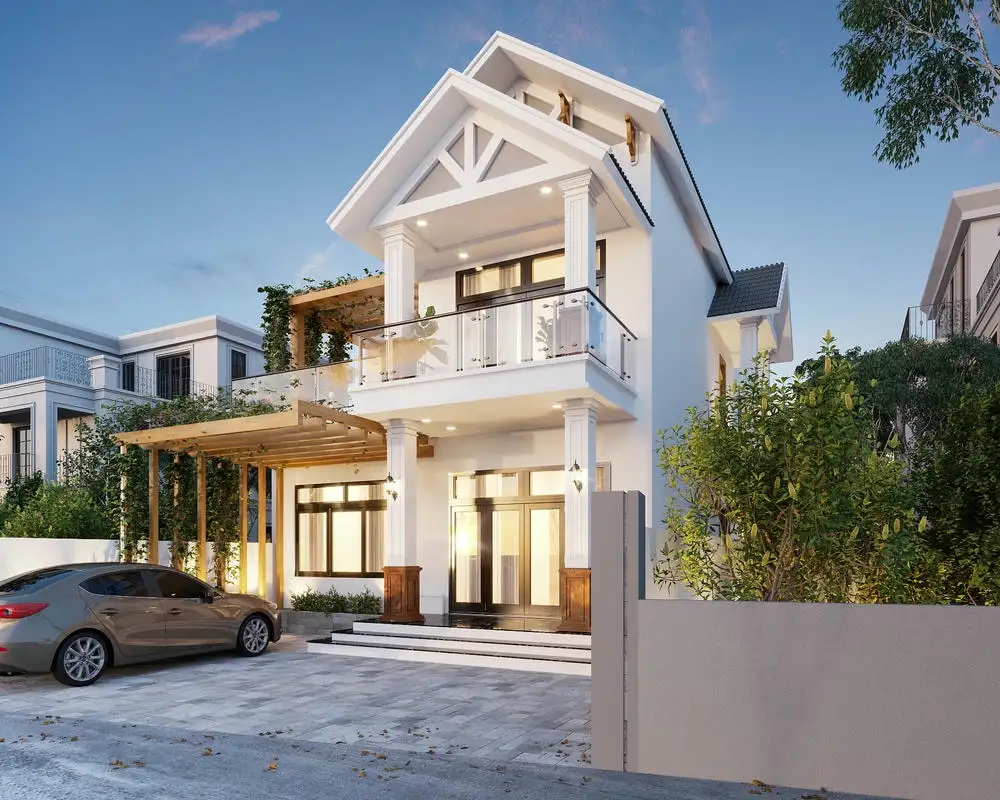 Mẫu thiết kế biệt thự hiện đại dạng phố nhỏ gọn, tiện nghi