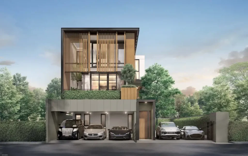 Nhà biệt thự 3 tầng đẹp kết hợp cây xanh, ánh sáng tự nhiên.