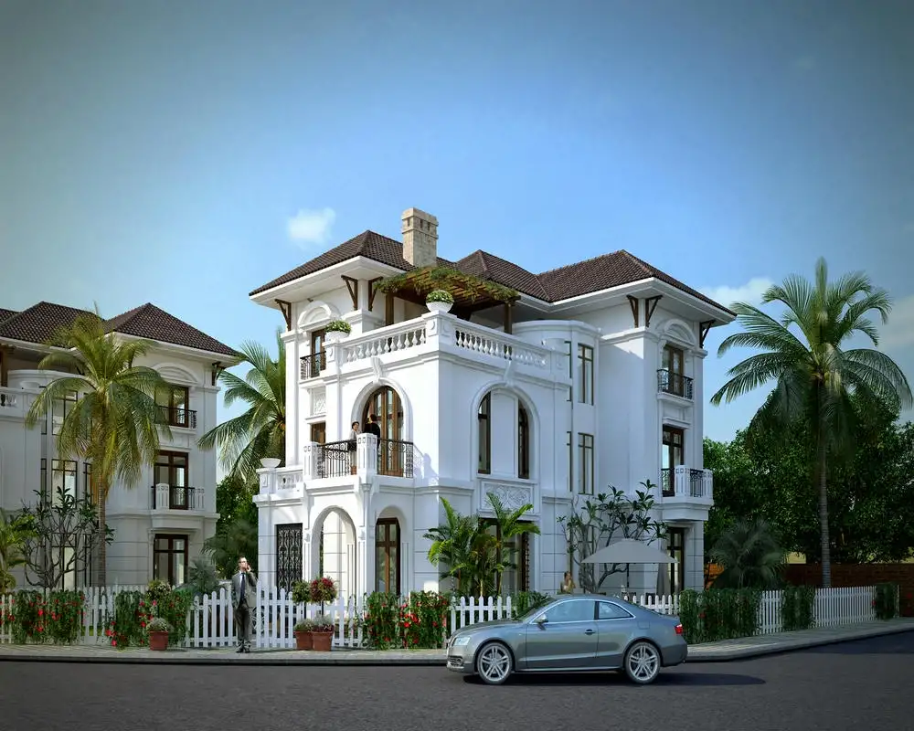 Thiết kế biệt thự 3 tầng phong cách Indochine, ấm áp và tinh tế.