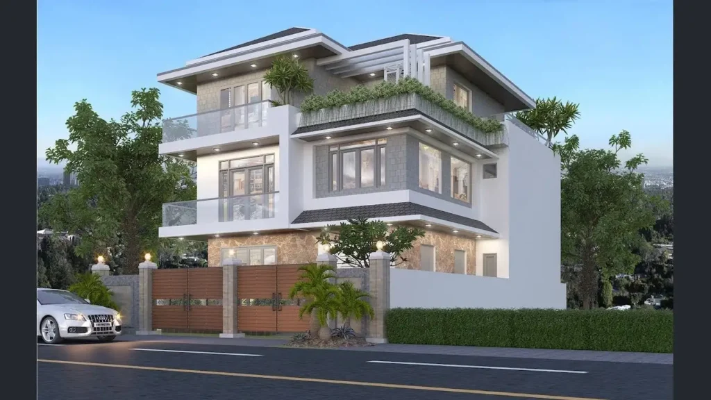 Mẫu biệt thự đẹp 3 tầng phong cách tối giản, tối ưu diện tích