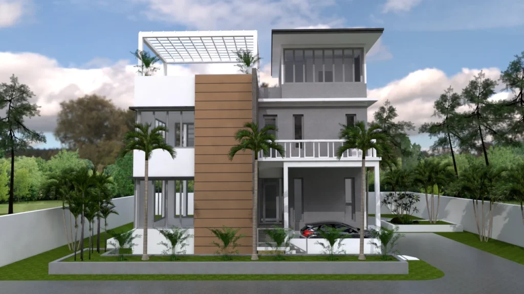 Nhà biệt thự 3 tầng đẹp theo xu hướng đơn giản, hiện đại