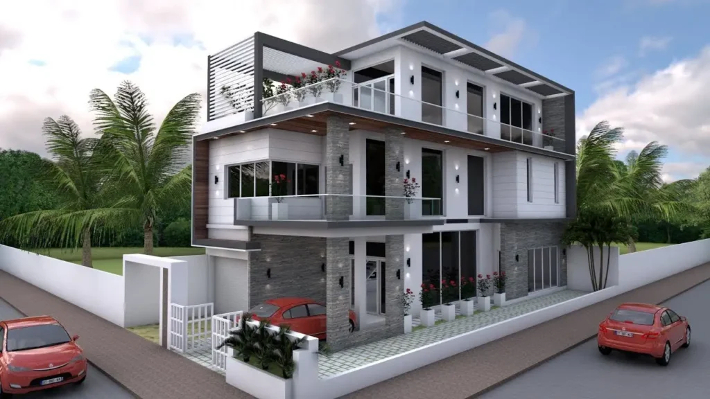 Mẫu biệt thự hiện đại 3 tầng phong cách tối giản, tiết kiệm chi phí.