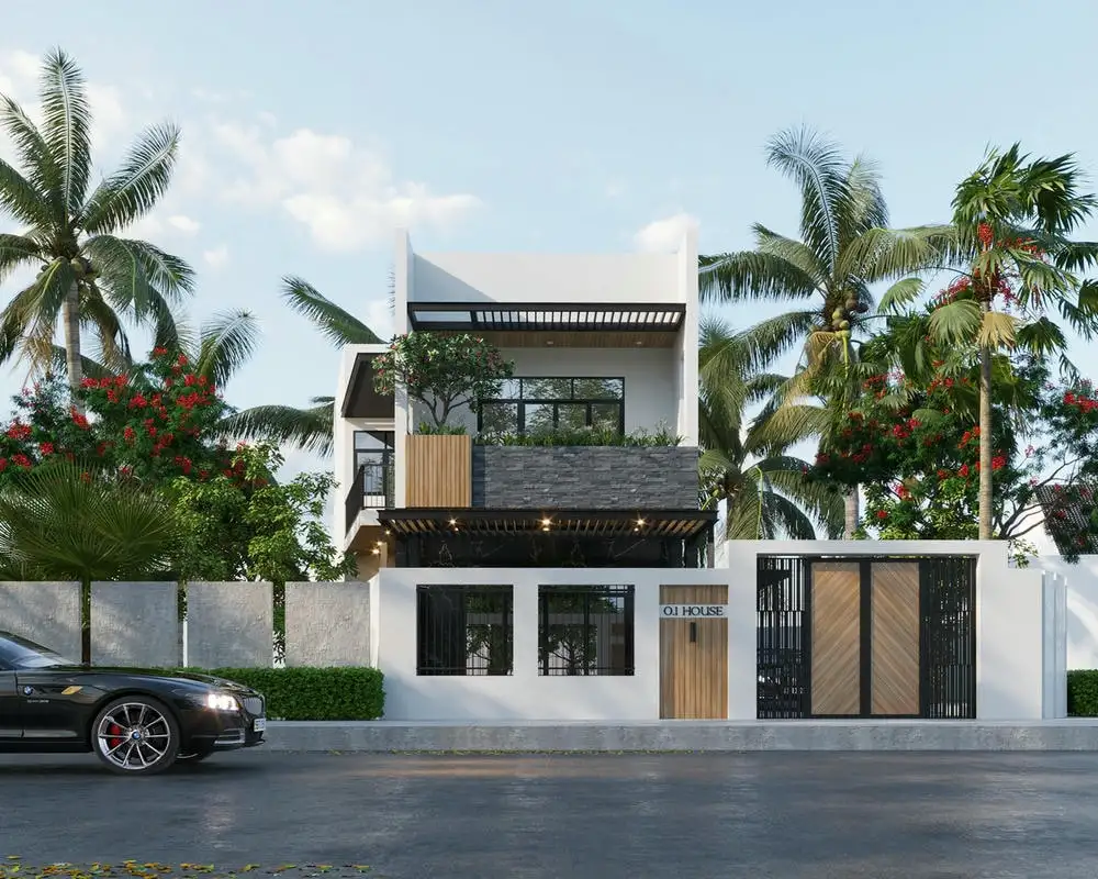 Thiết kế biệt thự với gỗ tự nhiên, thân thiện và tinh tế.