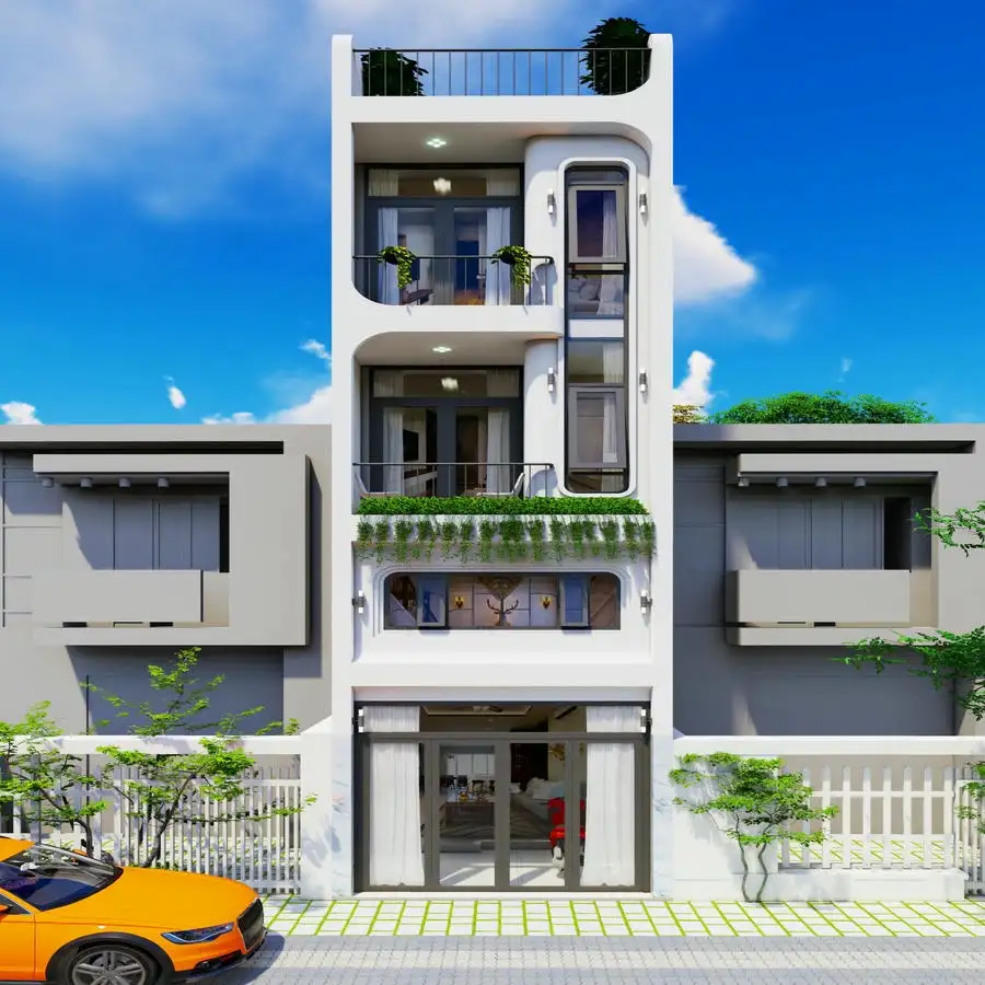 Mẫu nhà ống 4 tầng đẹp 1 tum tiện nghi.