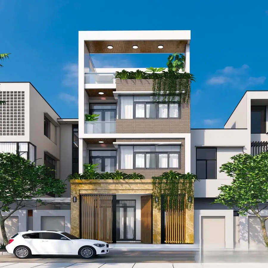 Thiết kế nhà ống 4 tầng đẹp đón gió và ánh sáng.