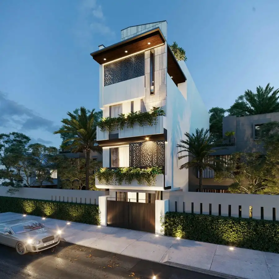 Nhà ống 4 tầng đẹp phong cách cá tính.