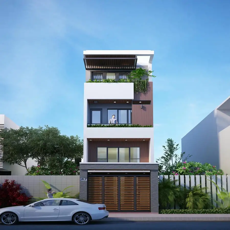 Thiết kế nhà ống 4 tầng đẹp cho đất mặt tiền nhỏ.