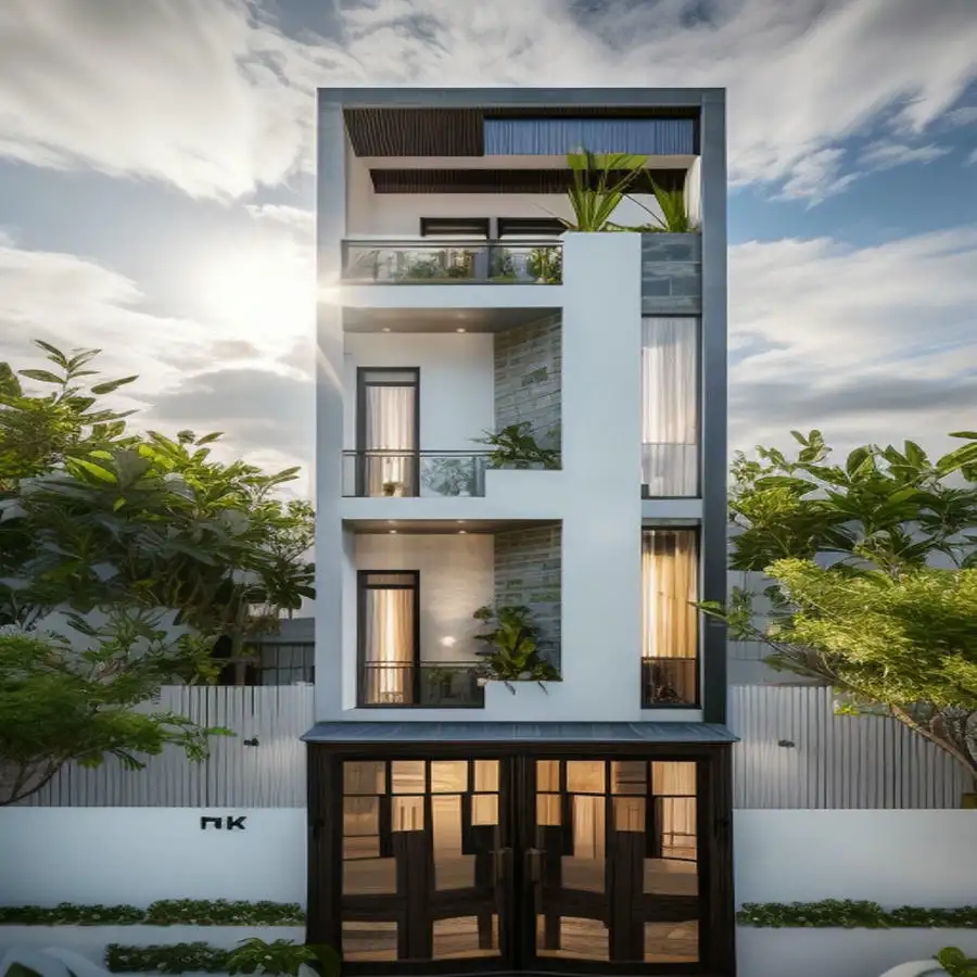 Nhà ống 4 tầng đẹp phù hợp nhiều kích thước đất.