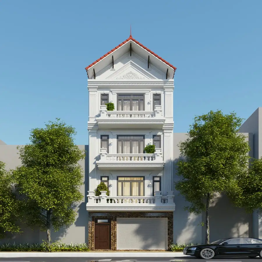 Mẫu nhà ống 4 tầng tân cổ điển sang trọng.
