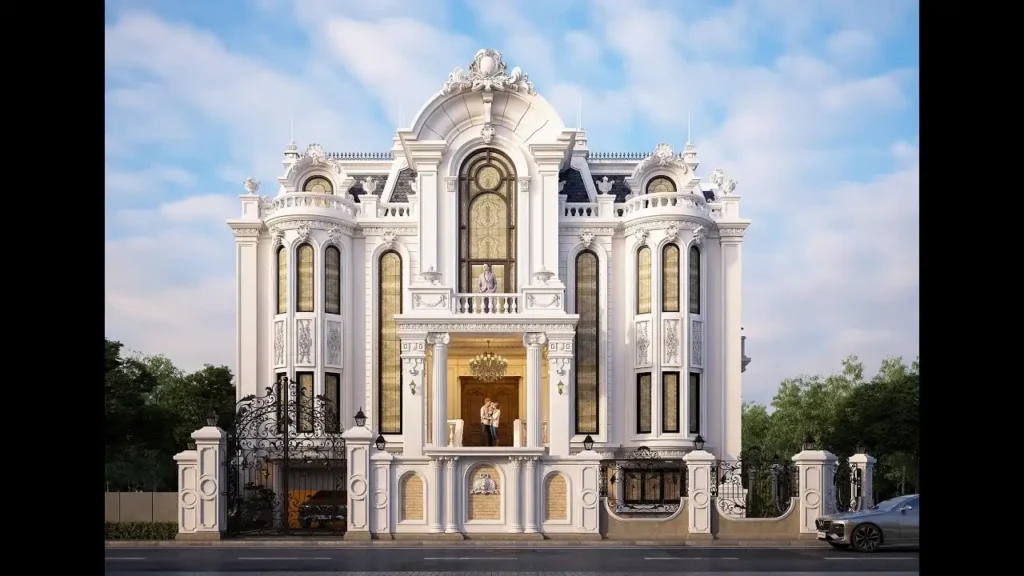Nhà biệt thự 3 tầng đẹp phong cách cổ điển, không gian rộng mở