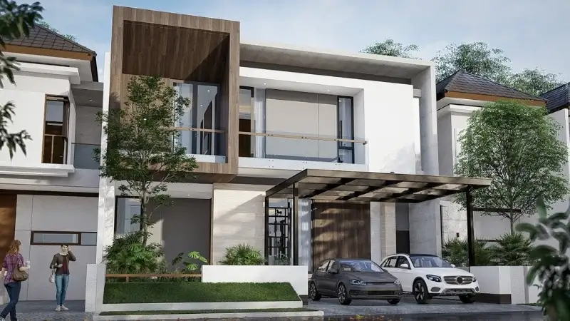 Biệt thự 2 tầng hiện đại chú trọng vào mảng khối mạnh mẽ