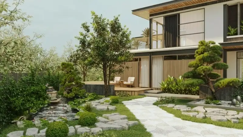 Thiết kế tinh giản kết hợp với cây xanh tạo cảm giác gần gũi với thiên nhiên