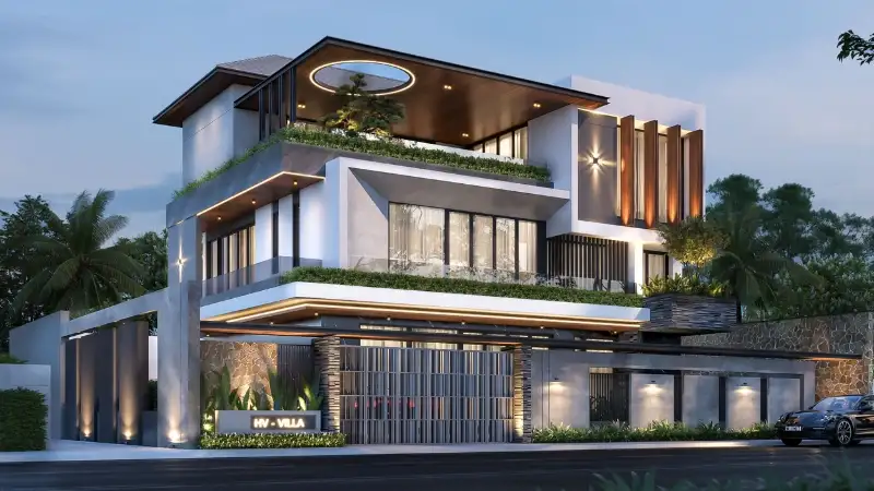 Biệt thự 3 tầng sân vườn được ưa chuộng nhờ không gian xanh