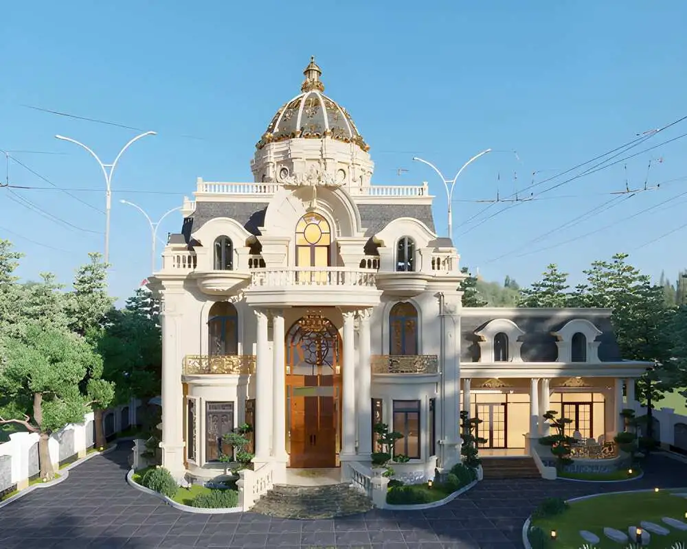 Lâu đài 2 tầng kiểu Pháp tôn vinh vẻ đẹp quyền quý và đẳng cấp gia chủ.