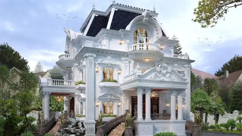 Biệt thự 3 tầng cổ điển mang phong cách sang trọng và quyền quý