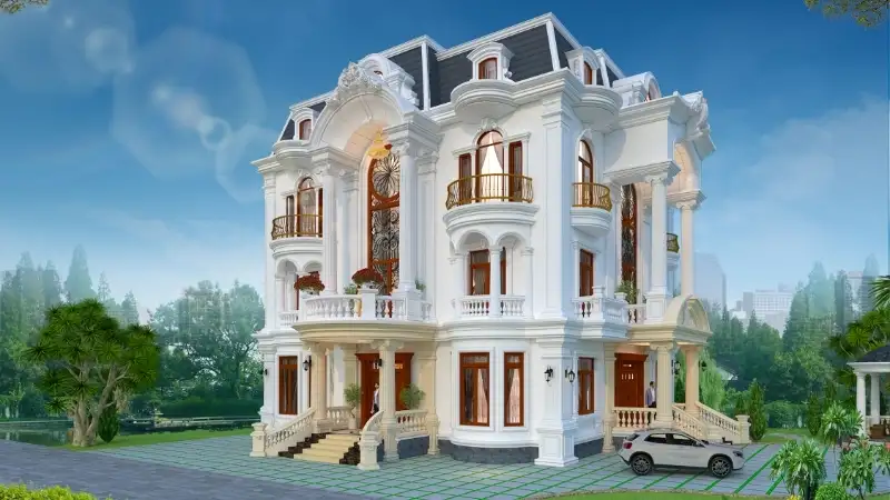 Lâu đài mini 3 tầng sang trọng với sân vườn nhỏ xinh
