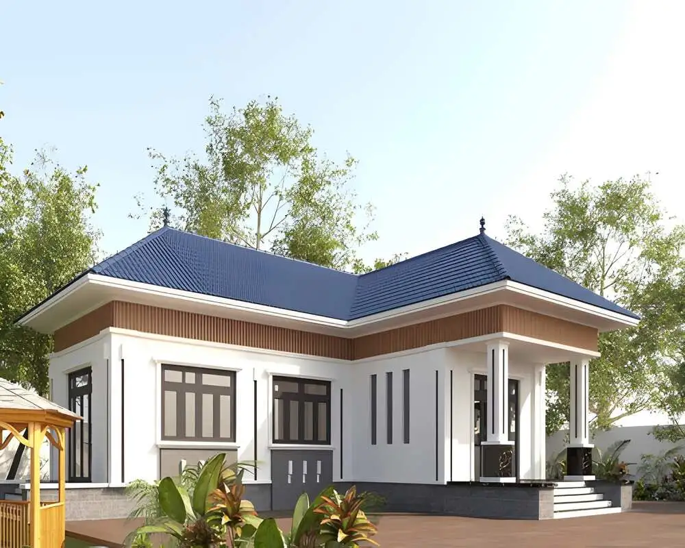 Mẫu nhà cấp 4 mái Thái 3 phòng ngủ đẹp có phòng thờ riêng