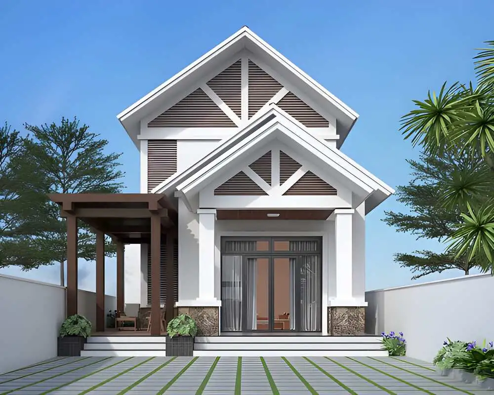 Mẫu nhà cấp 4 3 phòng ngủ đẹp kết hợp gác lửng hiện đại