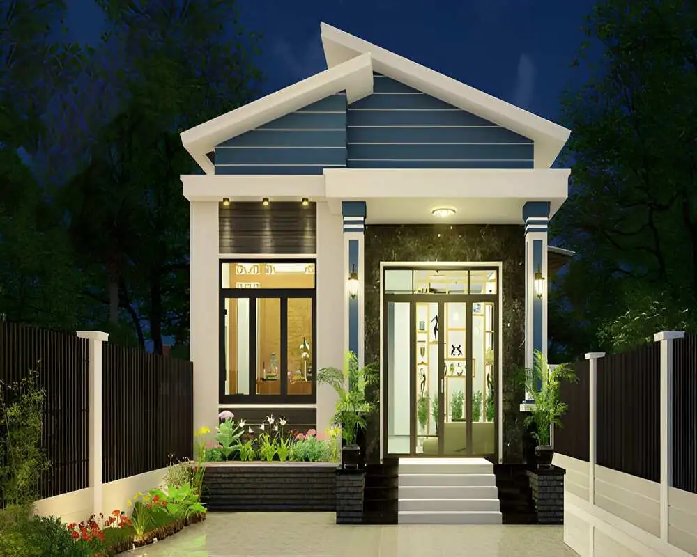 Thiết kế nhà cấp 4 3 phòng ngủ mái lệch hiện đại và gọn gàng