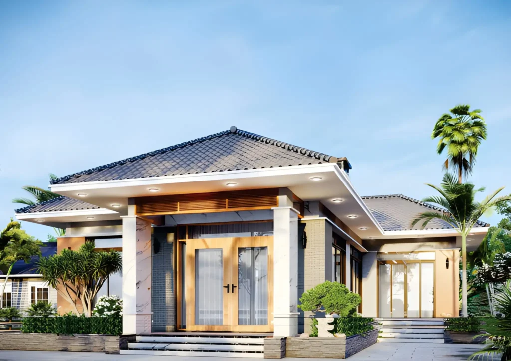 Thiết kế nhà cấp 4 3 phòng ngủ mái Nhật tối giản nhưng tiện nghi