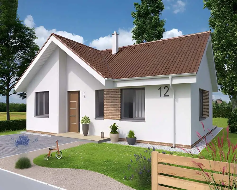 Nhà cấp 4 chữ L 3 phòng ngủ hiện đại, công năng hợp lý