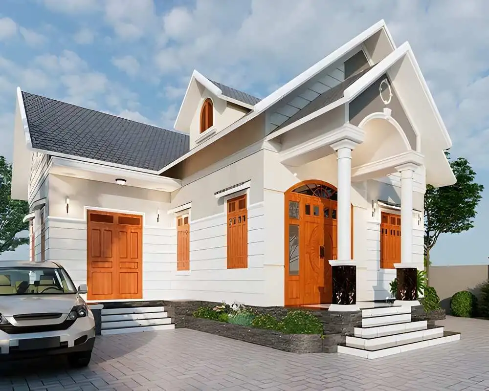 Mẫu thiết kế nhà cấp 4 3 phòng ngủ chữ L phù hợp đất rộng