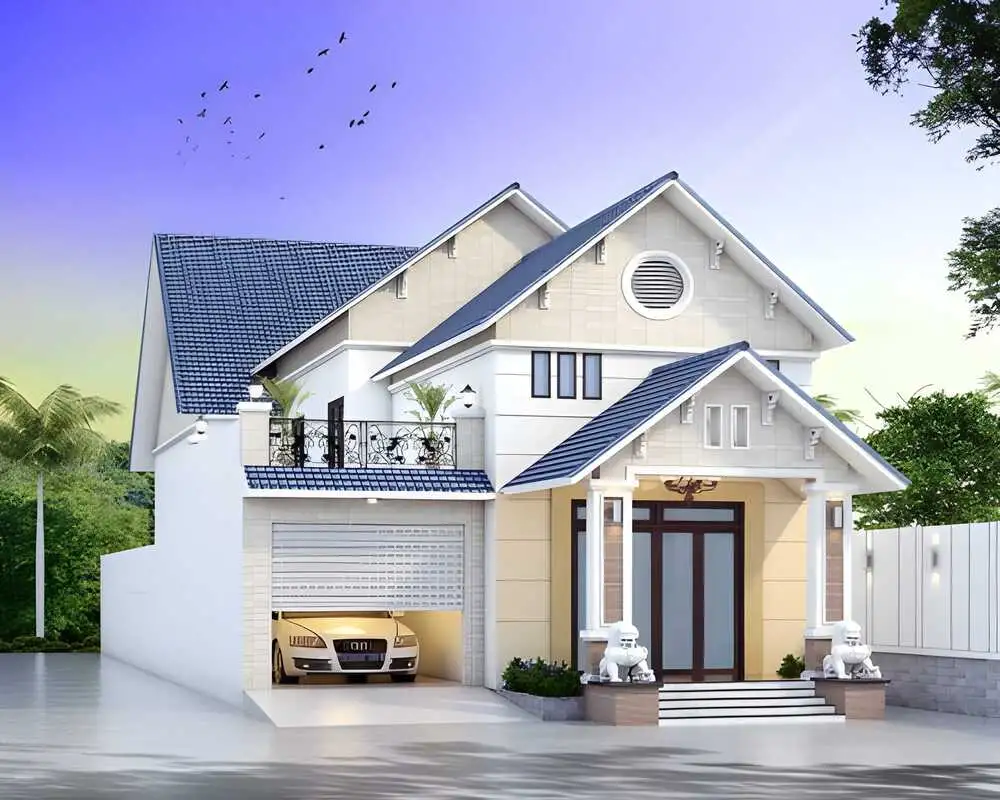 Mẫu thiết kế nhà cấp 4 3 phòng ngủ kết hợp sân vườn và gara