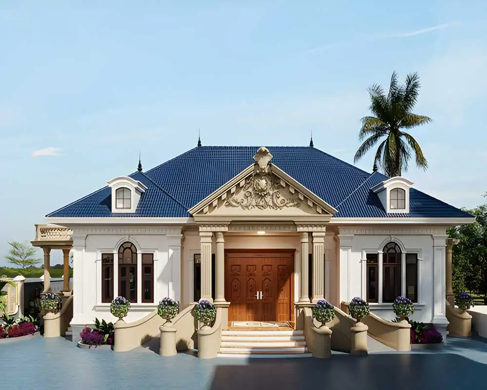 Mẫu nhà chữ U cấp 4 tân cổ điển sang trọng, đậm chất châu Âu